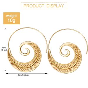 8 Pairs Bohemian Vintage Hoop Earrings Circles Tribal Earrings Spiral Earrings for Women (Gold)