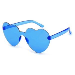 maxjuli heart sunglasses for women baby girl,hot party neon shades uv protection (translucent blue)