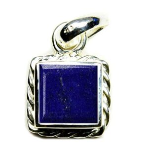 SURYAGEMS Square Faceted Genuine 925 Silver Lapis lazuli Design Pendants Chakra Healing Men Women Lockets