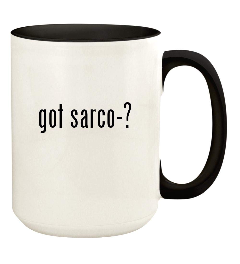 Knick Knack Gifts got sarco-? - 15oz Ceramic Colored Handle and Inside Coffee Mug Cup, Black