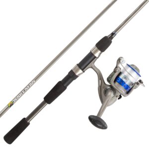 fishing rod and reel combo - 6.6-feet fiberglass pole and spinning reel with 10lb line for pond, lake, and shoreline fishing by wakeman (blue)