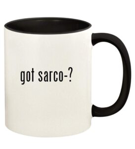 knick knack gifts got sarco-? - 11oz ceramic colored handle and inside coffee mug cup, black