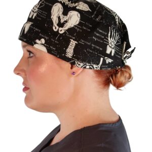 Sparkling EARTH Human Body Skeleton (Glows in The Dark) - Unisex Classic Surgical Style Scrub Working Cap - - 100% Cotton - Made in USA!