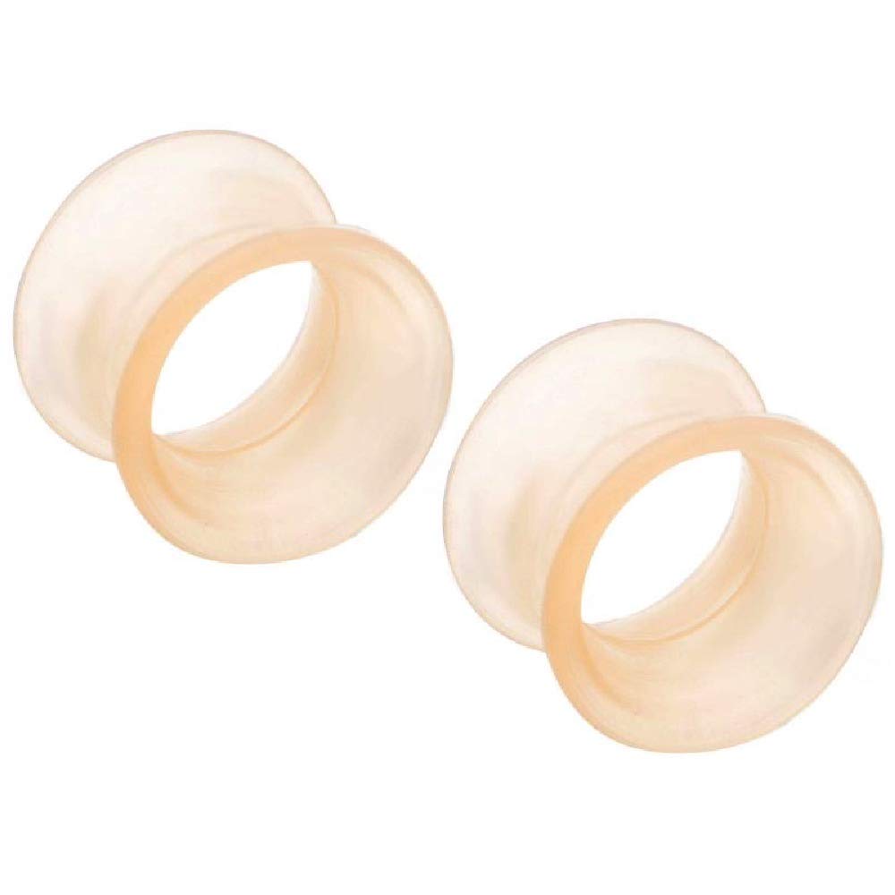 Pierced Owl Pale Peach Flesh Tone Thick Wall Double Flared Silicone Ear Tunnel Plugs Gauges, Sold As Pair (11mm (7/16"))