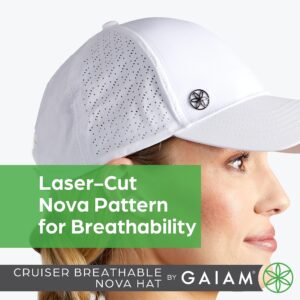 Gaiam White Baseball Cap for Women - Cruiser Breathable Nova Design, Lightweight Cute Women's Ball Cap, Easily Adjustable Trendy White Women's Hat for Summer & Beach, White