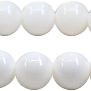 Angelstones Natural White Tridacna Shell Gemstone 8mm Round Beads Stretch Bracelet 7" Unisex