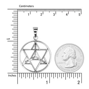 WithLoveSilver 925 Sterling Silver Celtic Merkabah Merkaba Geometry Star Metatron Tetrahedron Pendant