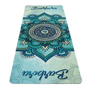 cool bedding green mandala yoga pad, custom name fitness mat, personalized workout rug, 27"x72" (68x183cm), y-169 (thickness 4 mm)