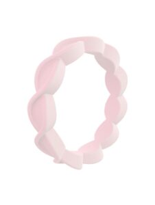 qalo women's rubber silicone ring, eternity, wedding ring for women, breathable, durable engagement silicone band, 4mm wide 2.4mm thick, pastel pink, size 6