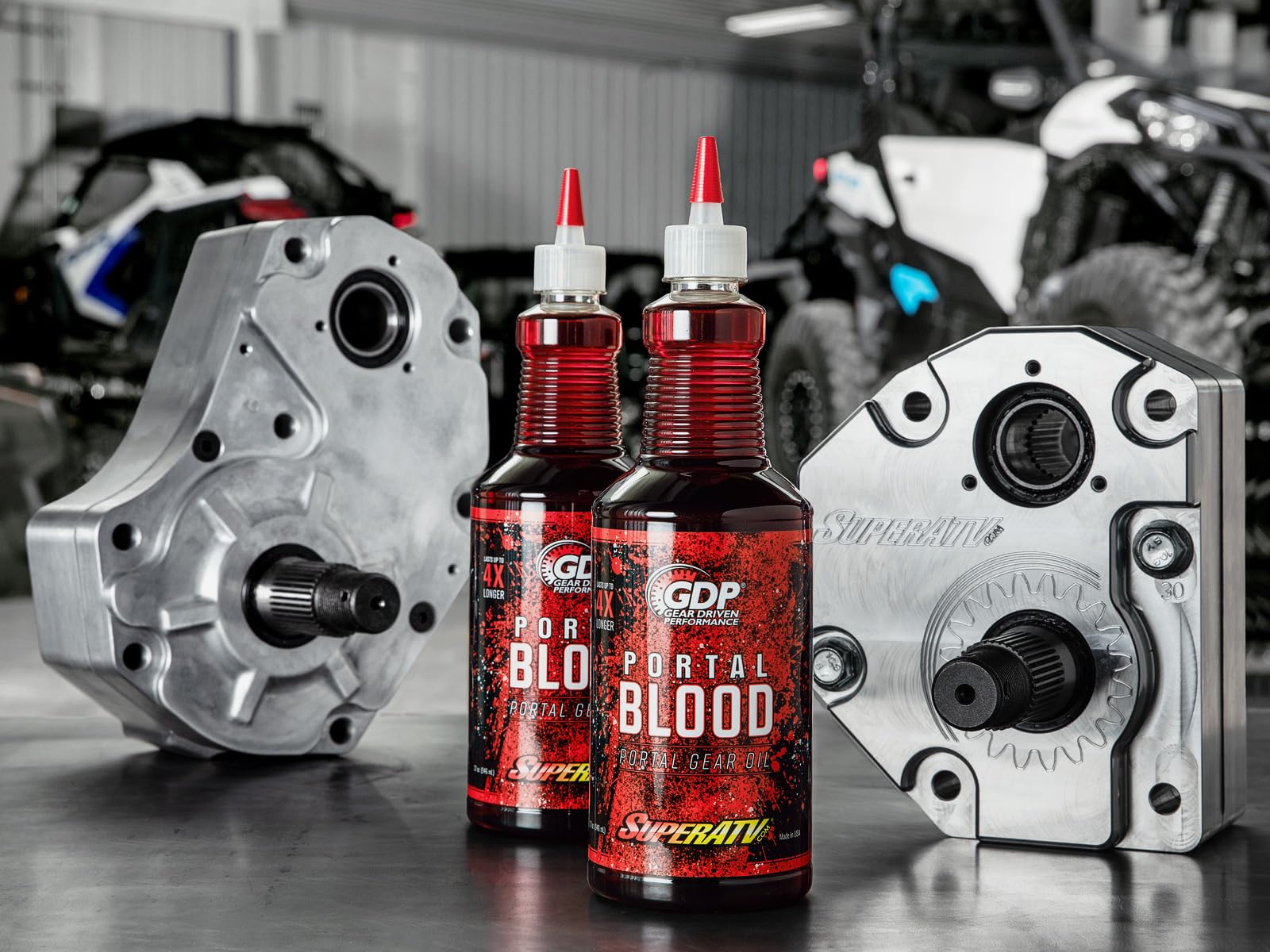 SuperATV.com Portal Blood | High Performance Portal Gear Oil | Designed for UTV/ATV Portal Gear Lifts | Lasts up to 4 Times Longer Than Other Gear Oil | One 32 OZ Bottle | Lowers Operating Temperature