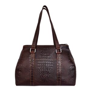 Jack Georges Hornback Croco Women's Satchel Handbag #HB815 (Brown)