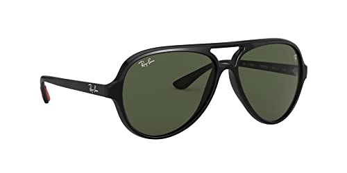 Ray-Ban RB4125M Scuderia Ferrari Collection Aviator Sunglasses, Black/G-15 Green, 57 mm