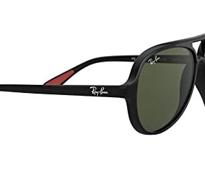 Ray-Ban RB4125M Scuderia Ferrari Collection Aviator Sunglasses, Black/G-15 Green, 57 mm