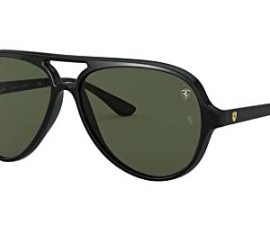 Ray-Ban RB4125M Scuderia Ferrari Collection Aviator Sunglasses, Black/G-15 Green, 57 mm