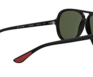 Ray-Ban RB4125M Scuderia Ferrari Collection Aviator Sunglasses, Black/G-15 Green, 57 mm