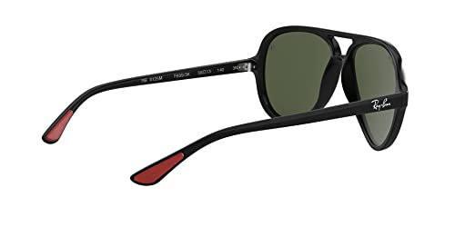 Ray-Ban RB4125M Scuderia Ferrari Collection Aviator Sunglasses, Black/G-15 Green, 57 mm