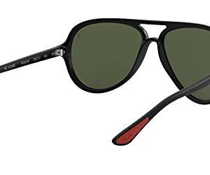 Ray-Ban RB4125M Scuderia Ferrari Collection Aviator Sunglasses, Black/G-15 Green, 57 mm