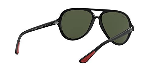 Ray-Ban RB4125M Scuderia Ferrari Collection Aviator Sunglasses, Black/G-15 Green, 57 mm