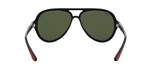 Ray-Ban RB4125M Scuderia Ferrari Collection Aviator Sunglasses, Black/G-15 Green, 57 mm