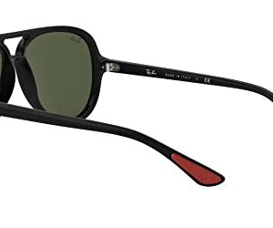 Ray-Ban RB4125M Scuderia Ferrari Collection Aviator Sunglasses, Black/G-15 Green, 57 mm