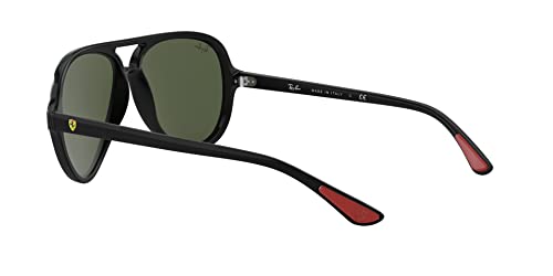 Ray-Ban RB4125M Scuderia Ferrari Collection Aviator Sunglasses, Black/G-15 Green, 57 mm