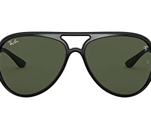 Ray-Ban RB4125M Scuderia Ferrari Collection Aviator Sunglasses, Black/G-15 Green, 57 mm