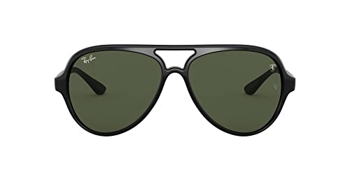 Ray-Ban RB4125M Scuderia Ferrari Collection Aviator Sunglasses, Black/G-15 Green, 57 mm