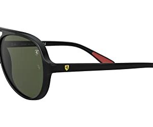 Ray-Ban RB4125M Scuderia Ferrari Collection Aviator Sunglasses, Black/G-15 Green, 57 mm