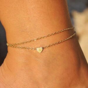 Turandoss Layering Initial Ankle Bracelets for Women, 14K Gold Filled Layered Anklet Bracelet Letter Initial Anklet for Women Beach Jewelry Gifts Anklet with Initials G