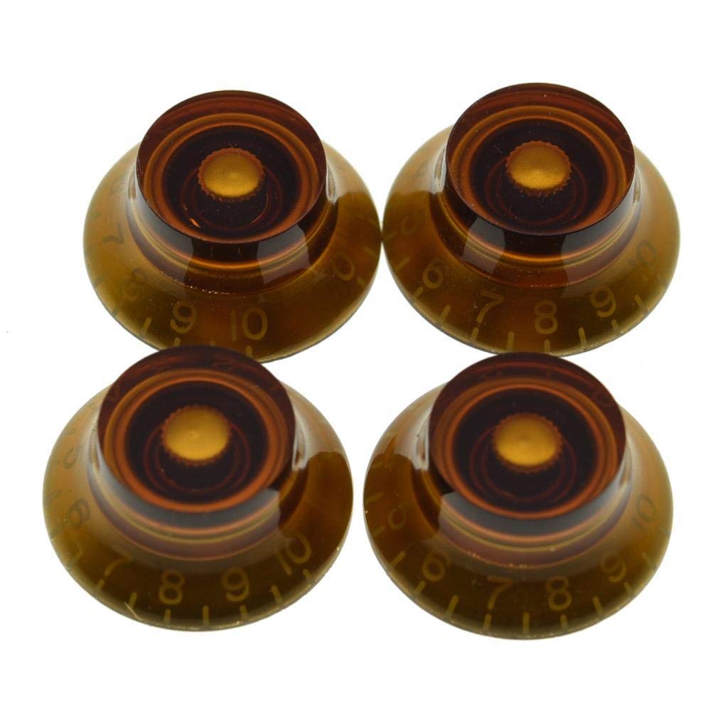 Dopro 4pcs USA(Imperial) LP Guitar Bell Knobs 24 Fine Splines Top Hat Knobs for USA Les Paul with CTS Pots Amber