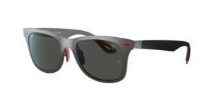 ray-ban rb8395m scuderia ferrari collection square sunglasses, matte carbon on allutex/dark grey, 52 mm