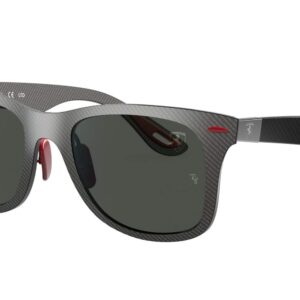 Ray-Ban RB8395M Scuderia Ferrari Collection Square Sunglasses, Matte Carbon On Allutex/Dark Grey, 52 mm