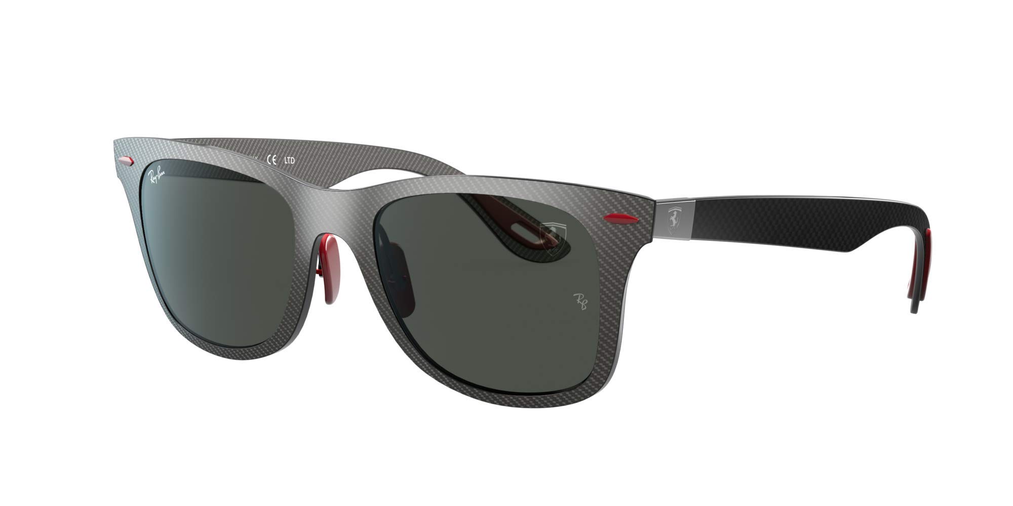 Ray-Ban RB8395M Scuderia Ferrari Collection Square Sunglasses, Matte Carbon On Allutex/Dark Grey, 52 mm