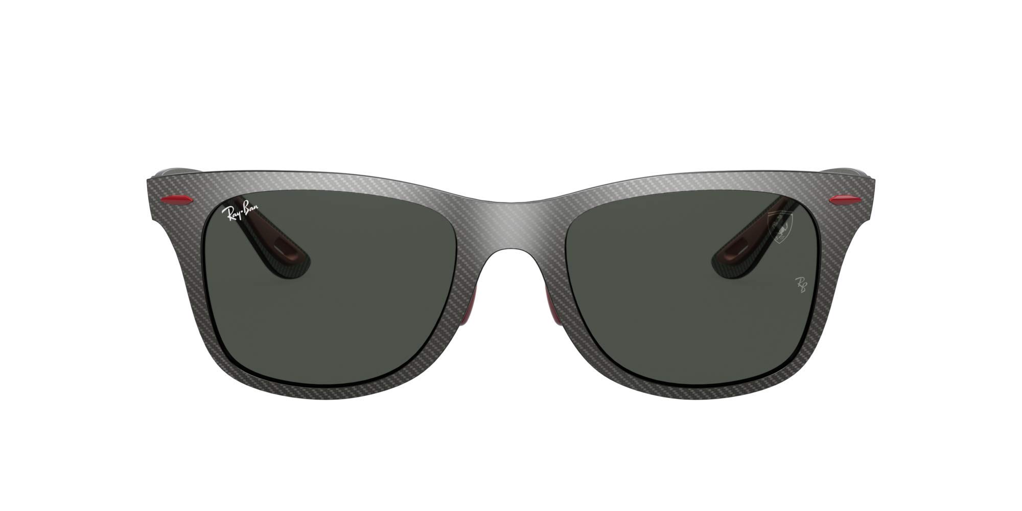 Ray-Ban RB8395M Scuderia Ferrari Collection Square Sunglasses, Matte Carbon On Allutex/Dark Grey, 52 mm