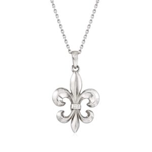 Ross-Simons Italian Sterling Silver Fleur-De-Lis Necklace. 18 inches