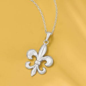 Ross-Simons Italian Sterling Silver Fleur-De-Lis Necklace. 18 inches