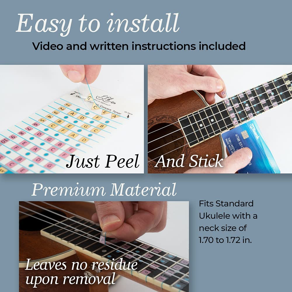 Fantastic Finger Guide for Soprano Concert Tenor Ukulele |Ukulele Accessories | Fretboard and Fingerboard Stickers | Ukulele Learning Tools | Ukulele Stickers | Learn to Play Ukulele | Frets 1-12