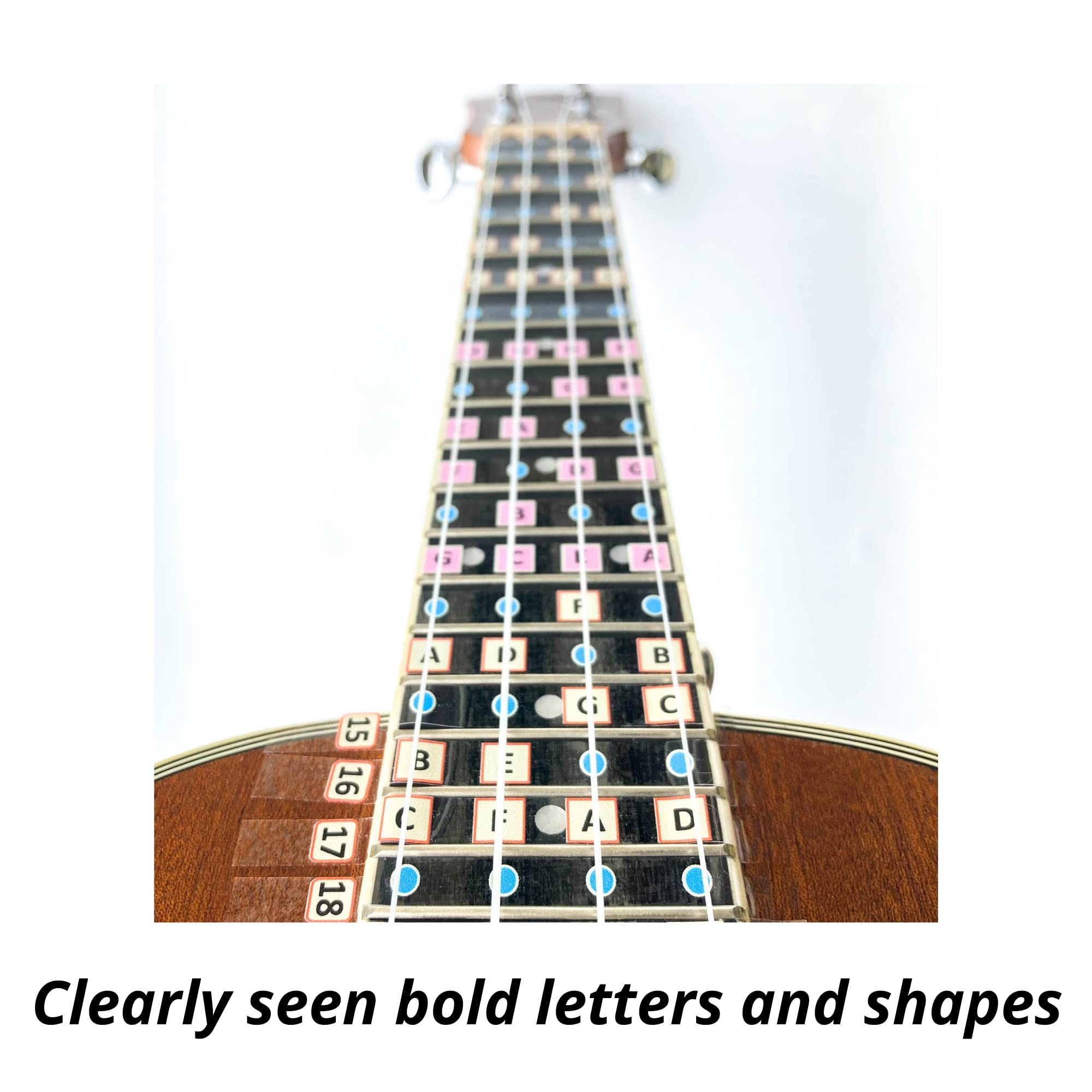 Fantastic Finger Guide for Soprano Concert Tenor Ukulele |Ukulele Accessories | Fretboard and Fingerboard Stickers | Ukulele Learning Tools | Ukulele Stickers | Learn to Play Ukulele | Frets 1-12