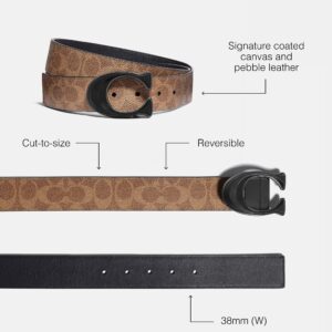 Coach 38 Mm Cts Reversible Resin Inlay C Buckle Signature Belt, Khaki/Black, One Size