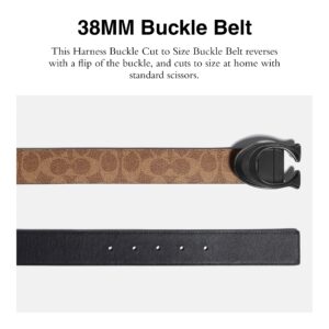 Coach 38 Mm Cts Reversible Resin Inlay C Buckle Signature Belt, Khaki/Black, One Size