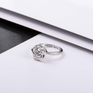 Rose flower urn ring for ashes 925 Sterling Silver Always with me Cremation finger Ring Jewelry for women (7)