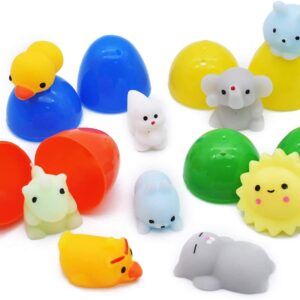 JOYIN 48 Mochi Squishy Toy Prefilled Easter Eggs, Kawaii Stress Reliever Squishy Toys Inside for Easter Theme Party Favor, Easter Eggs Hunt, Basket Filler, Classroom Prize Supplies