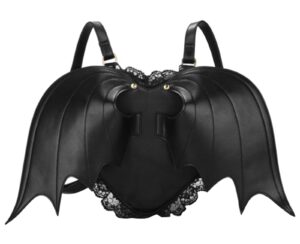 rullar punk women backpack victorian wings pu daypack rucksack purse gothic lace shoulder bag black