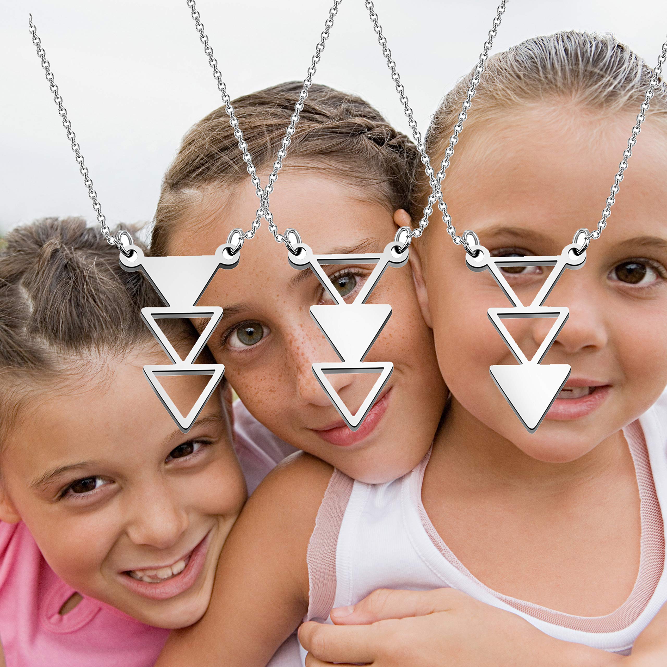 AKTAP Friendship Gift Best Friend Necklace for 3 Long Distance Gifts for Family Sister BFF Tribe Triangle Necklace