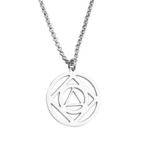 Detailed AA & NA Anonymous Dual Pendant Necklace Keyring 12 Steps Recovery Sober Gift (silver necklace)