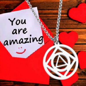 Detailed AA & NA Anonymous Dual Pendant Necklace Keyring 12 Steps Recovery Sober Gift (silver necklace)