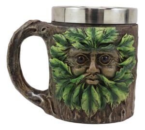 ebros gift whimsical magic forest spirit chibi greenman drink mug with tree bark design texture beer stein tankard coffee cup 16oz fantasy willow of the wisteria woods