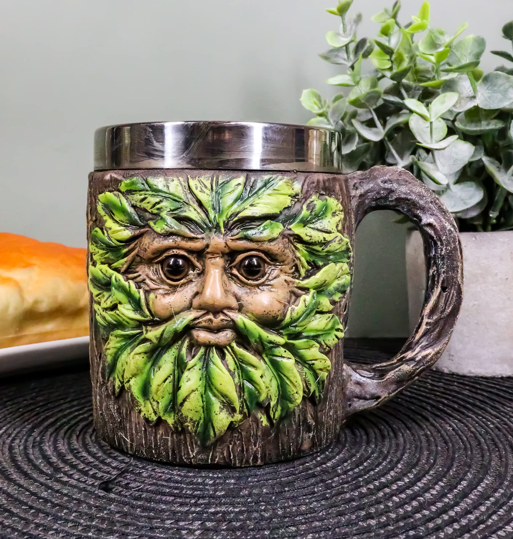 Ebros Gift Whimsical Magic Forest Spirit Chibi Greenman Drink Mug With Tree Bark Design Texture Beer Stein Tankard Coffee Cup 16oz Fantasy Willow Of The Wisteria Woods