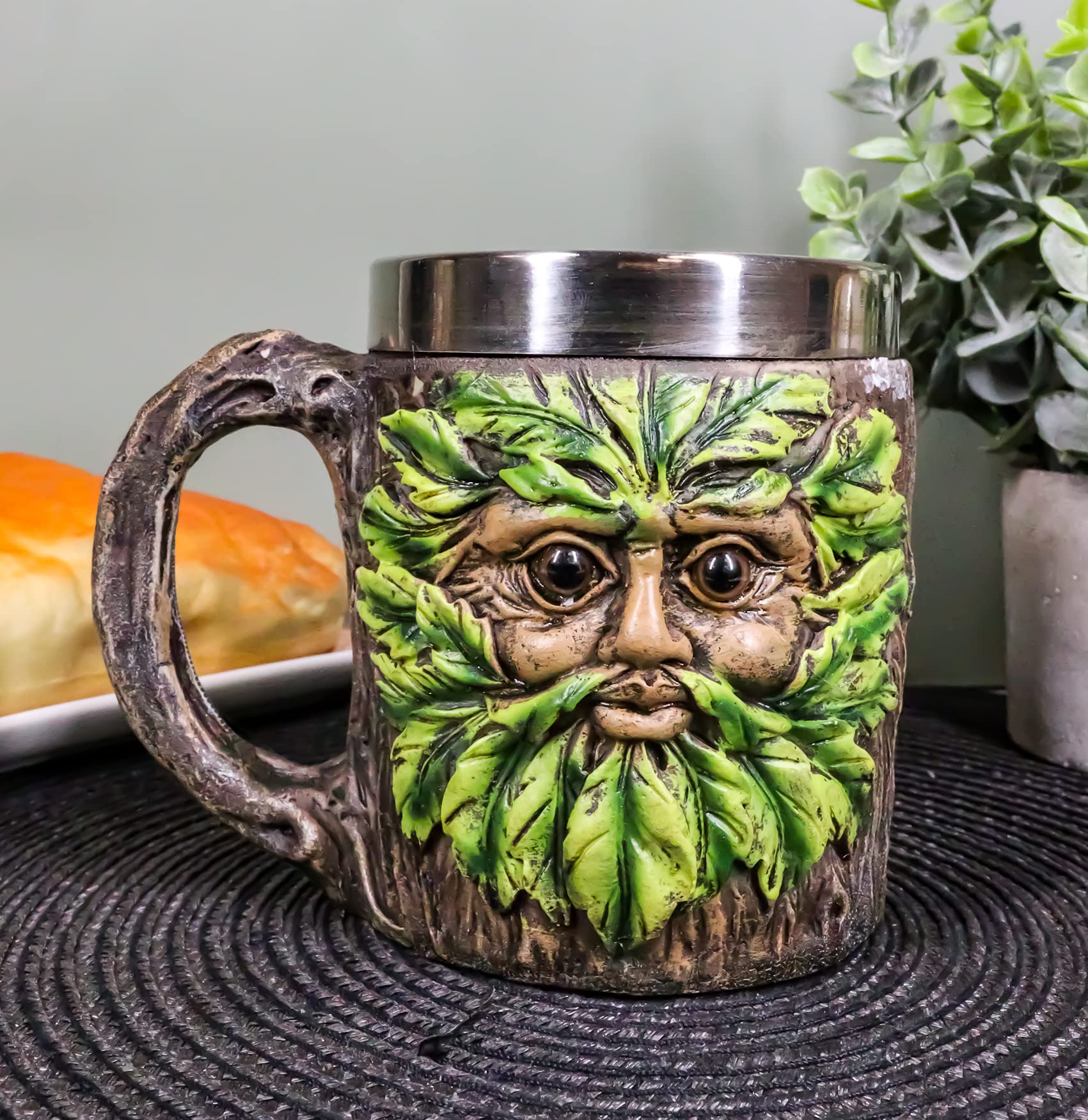 Ebros Gift Whimsical Magic Forest Spirit Chibi Greenman Drink Mug With Tree Bark Design Texture Beer Stein Tankard Coffee Cup 16oz Fantasy Willow Of The Wisteria Woods