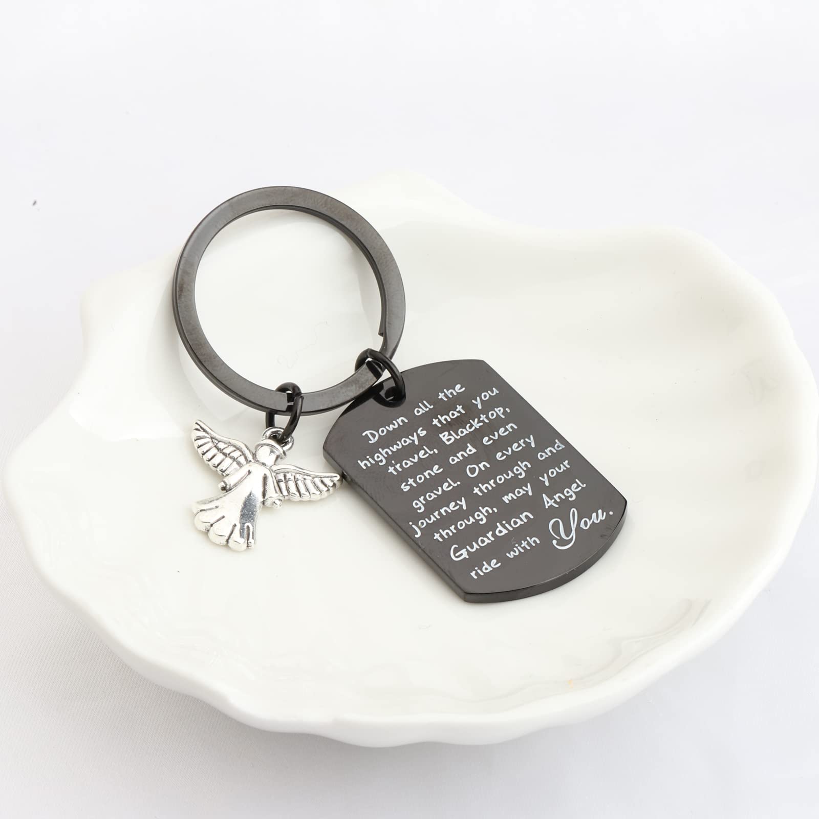 Drive Safe Keychain May Your Guardian Angel Ride with You Keychain New Driver Gift Biker Trucker Gifts (Keychain)